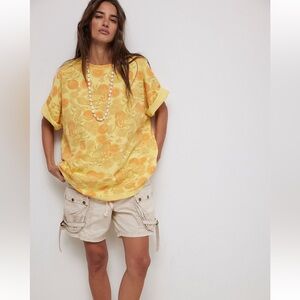 New With Tags Free People Devon Citris Combo Oversized Short Sleeve Tee Medium